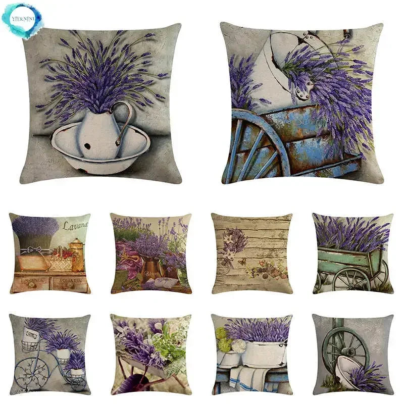 Purple Lavender Floral Pillowcase for Home Decor by Axyaa
