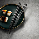 Axyaa Black Alloy Chopsticks Set for Food, Sushi, Noodles - Japanese & Korean Style