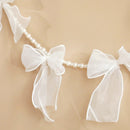 Axyaa White Organza and Pearl Garland: Elegant Wedding and Home Decor Banner