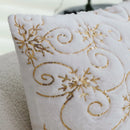 Axyaa Faux Rabbit Fur Snowflake Pillow Cover 45x45 - Sequin Embroidery Decor