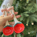 Axyaa Kawaii Cherry Ceramic Soup Spoon: Hand Painted, Long Handle Tableware