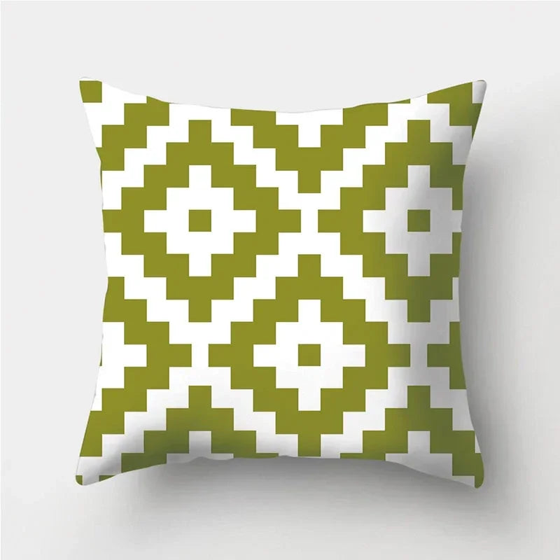 Army Green Geometric Printed Pillowcase by Axyaa for Living Room and Bedroom Decor