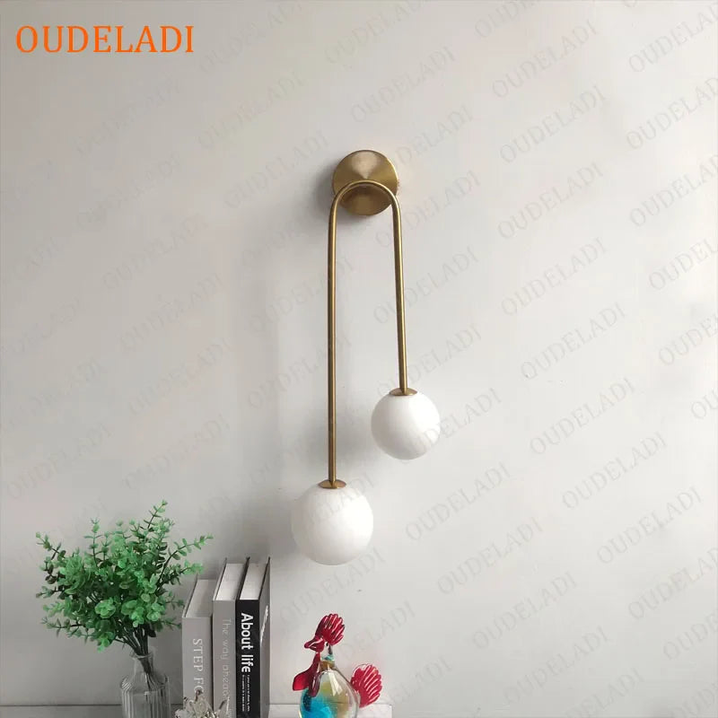 Axya Brass Wall Sconce Glass Ball LED Lamp for Bedroom Lighting