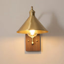 Axyaa Nordic Copper LED Wall Sconce with Adjustable Switch, Walnut Bedside Lamp