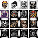 Axyaa Black Grey Skull Face Pillowcase for Halloween Living Room Decor