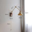 Axyaa Copper LED Wall Light with Pull Chain Switch, Nordic Modern Design
