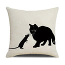 Axyaa Funny Cats Linen Pillow Cover 45x45cm - Farmhouse Decor & Office Throw Pillowcase