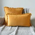 Axyaa Velvet Cushion Cover with Tassels Fringe - Soft Decorative Boho Pillows