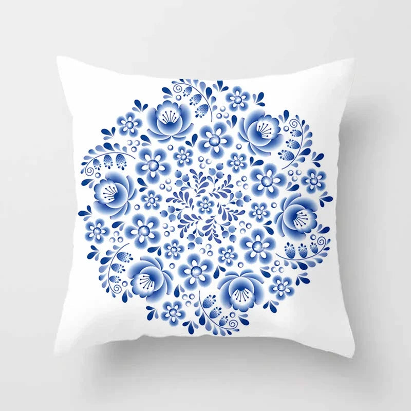 Axyaa Blue Mandala Pattern Pillow Case 45*45cm