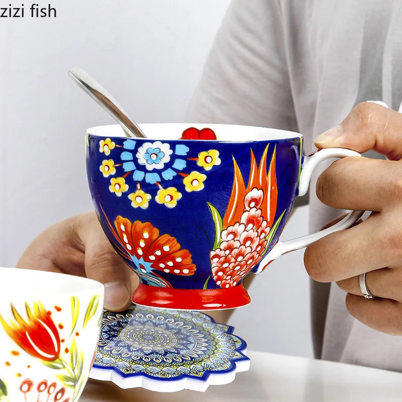 Axya Hand-painted Ceramic Coffee Mug with Creative Pattern