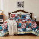 Axyaa Floral Queen Size Patchwork Quilt Set - Lightweight Reversible Bedspread Coverlet