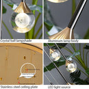 Axyaa Gold Crystal Raindrop Spiral Ceiling Chandelier for Staircase Foyer