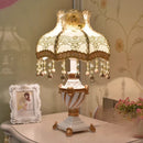 Axyaa Retro Resin Desk Lamp LED E27 Fabric Lampshade Dimmable Table Light