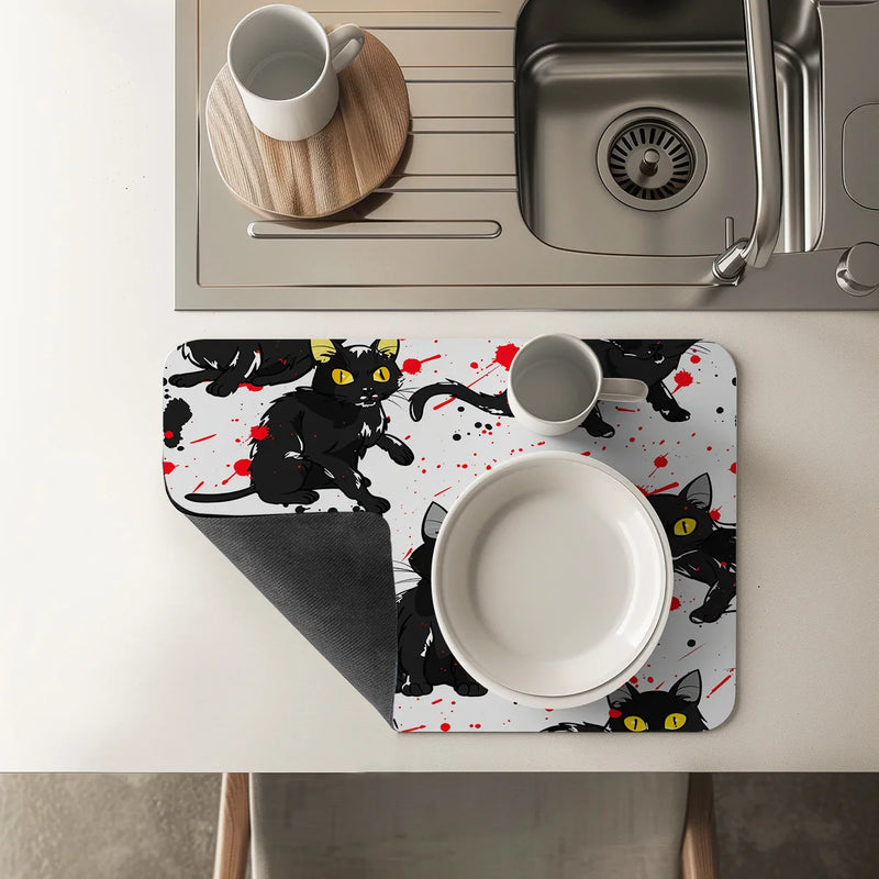 Watercolor Large Kitchen Drain Pad Quick Dry Absorbent Anti-slip Drying Mat by Axyaa