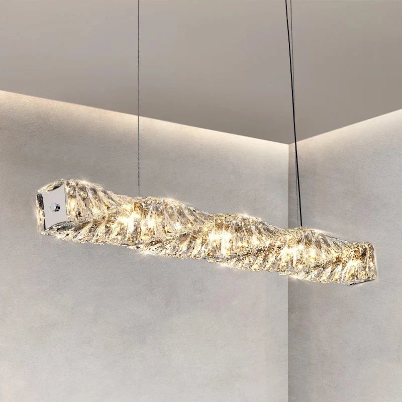 Axyaa Crystal Pendant Light: Elegant Dining Chandelier for Modern Spaces