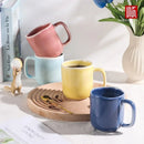 Axyaa 440ml Ceramic Coffee Mug with Handle, Solid Color Irregular Cup Home Breakfast Oat Cup