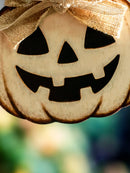 Axyaa Wooden Pumpkin Ghost Ornament, Burlap Bow Design for Home Decor & Unique Gifts