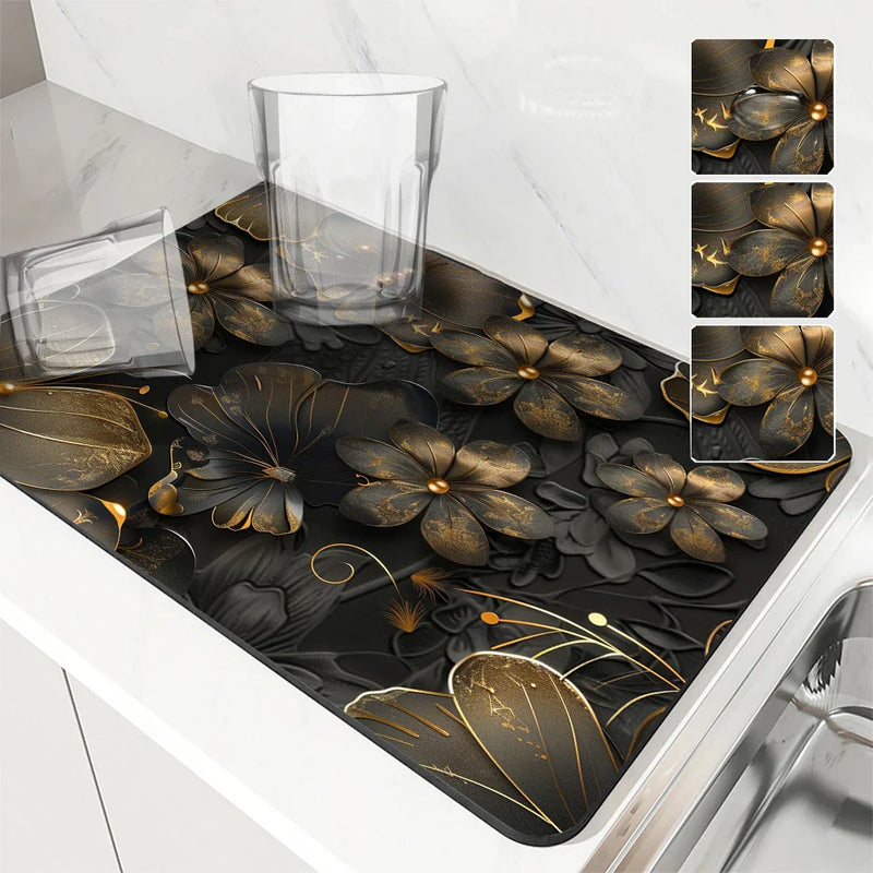 Axyaa Absorbent Kitchen Drying Mat for Tableware Drying and Decor