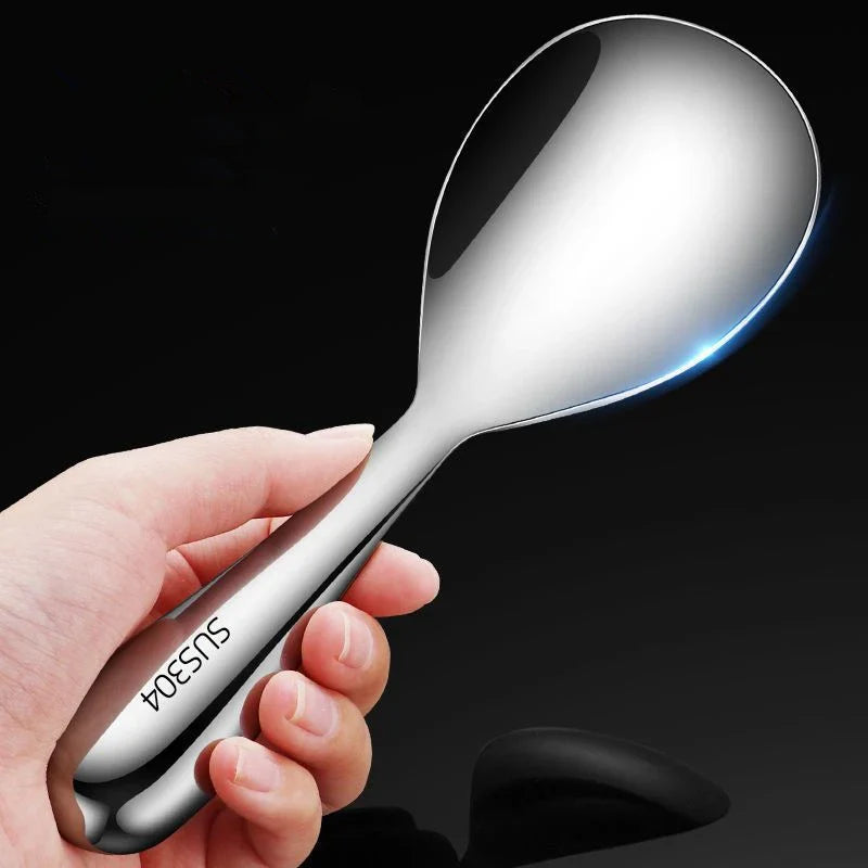 Axyaa Stainless Steel Hollow Handle Rice Spoon with Large Capacity - Deep & Thicken