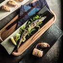 Axyaa Ceramic Sushi & Saury Plate Set, Rectangular BBQ Platter, Dumpling Serving Tray