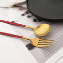 Axyaa 16-Piece Red Gold Matte Stainless Steel Cutlery Set