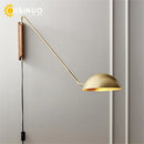 Axyaa Modern Swivel Wall Lamp with Long Arm in Gold/Black for Living Room