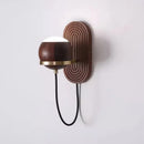 Axyaa Walnut Wood Sphere Wall Sconce Light, Modern Minimalist Style for Bedroom, Living Room