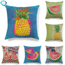 Axyaa Watermelon Pineapple Banana Printed Linen Cushion Cover for Sofa Couch 45X45CM