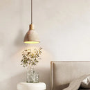 Axyaa Wabi Sabi LED Pendant Light: Bedroom Kitchen Interior Yellow Travertine Wood Fixture