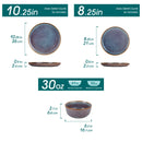 Axyaa Grey-Blue Stoneware Plates Set Dinnerware - 12/16/18/24 Piece, 4/6 pcs Plate/Dessert/Bowl