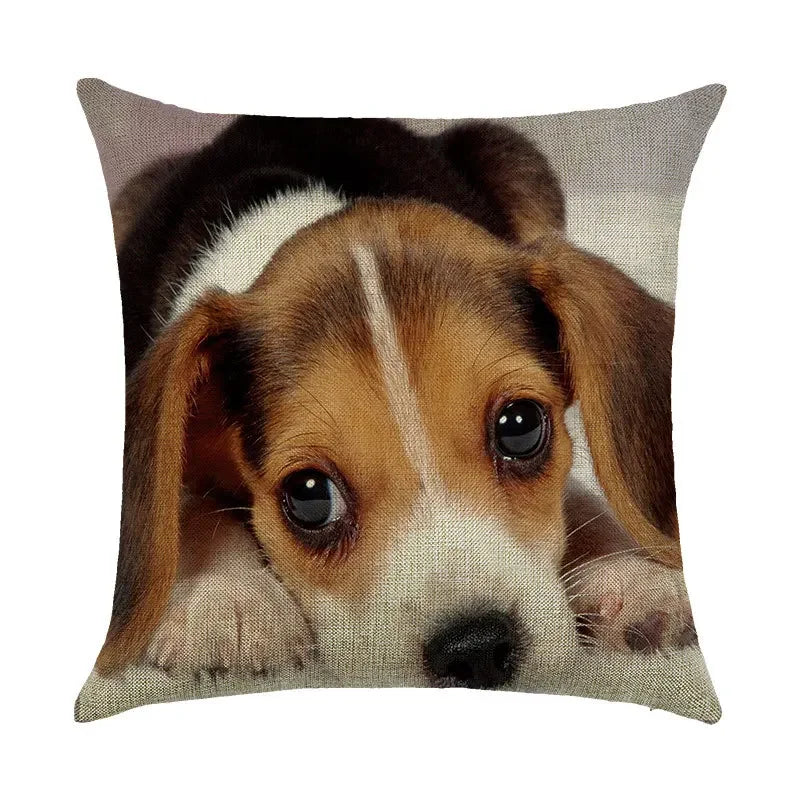Cute Dog Watercolor Linen Cushion Cover 45*45cm - Axyaa