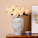 Axyaa Chinese Blue Floral Ceramic Vase for Luxurious Living Room Décor