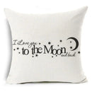 Axyaa Letter Print Pillow Case 45x45 cm Linen Cushion Cover for Home Decor