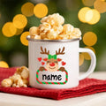 Personalized Deer Christmas Enamel Cups Custom Name Hot Cocoa Sibling Mug Axyaa