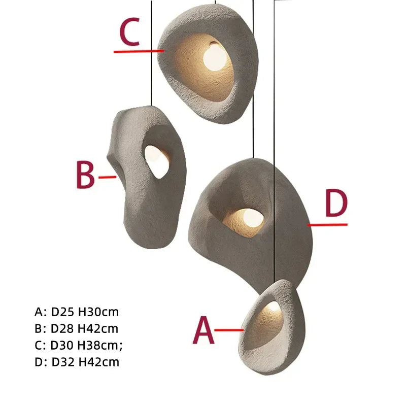 Axyaa Wabi Sabi Resin Pendant Chandelier- Irregular Loft LED Lighting