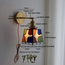Axyaa Gold Brass LED Wall Lights Colorful Glass Kids Bedroom Luxury Wall Lamp