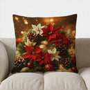 Axyaa Christmas Poinsettias Bells Candle Pillow Cover Pattern Cushion Cover Sofa Bedroom Car
