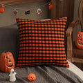 Axyaa Orange Plaid Halloween Pillow Case Cotton Sofa Throw Pillow Cover