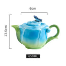Axyaa Ceramic Rose Butterfly Teacup Set Milk Coffee Cup Camellia Afternoon Exquisite