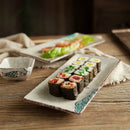 Axyaa Ceramic Sushi Plate - Japanese-style Rectangular Dish & Fried Fish Plate
