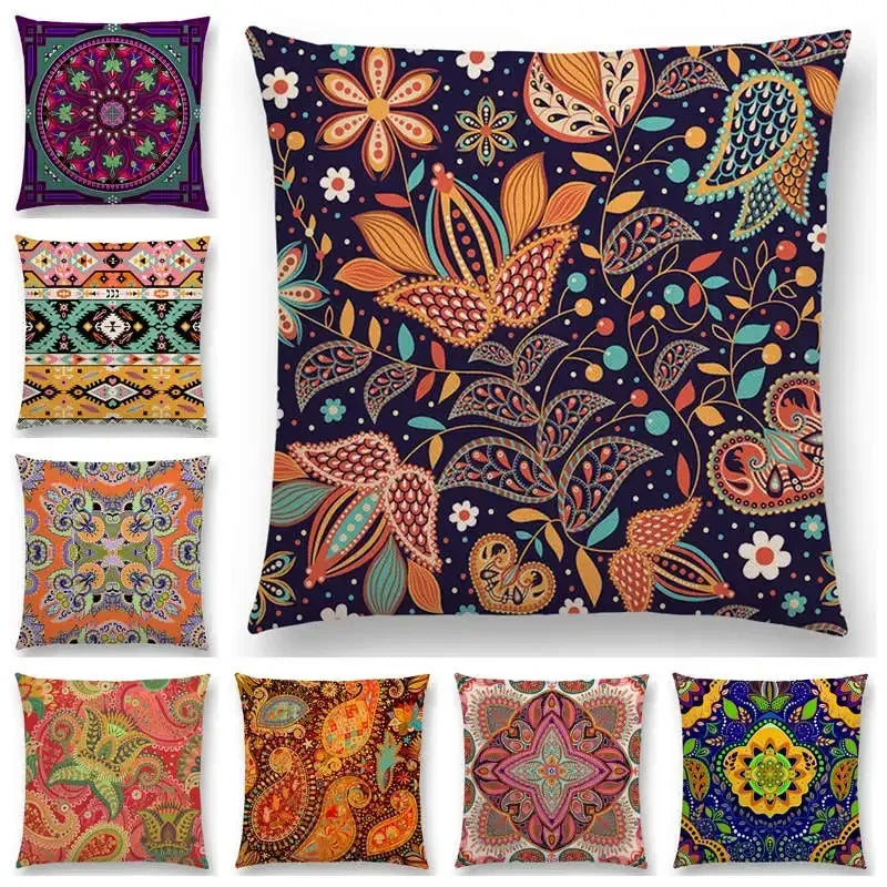 Axyaa Boho Paisley Floral Navajo Geometric Fantasy Pillowcase Suite.