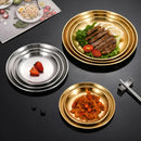 Axyaa Stainless Steel BBQ Plate Shallow Round Dining Dish Bone Spitting Korean Style