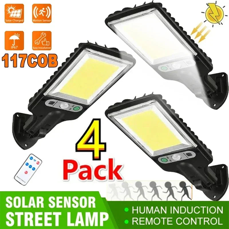 Axyaa Solar Motion Sensor Security Lights - 3 Light Modes for Garden, Patio, Path Yard