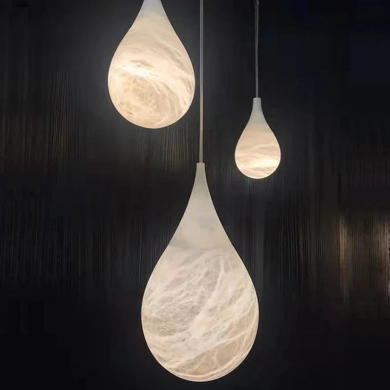 Axyaa Alabaster LED Pendant Lights: Designer Hanging Lamps for Living Room, Island, Bathroom, Bedroom