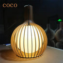 Axyaa Modern Wood Birdcage Chandelier with Black and White Orb for Dining and Living Decor