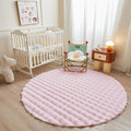 Axyaa Round Rabbit Plush Faux Fur Circle Rug for Bedroom and Living Room