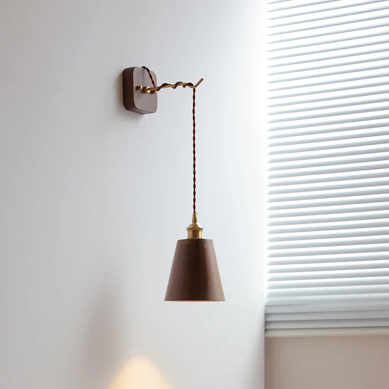 Axyaa Walnut Wooden LED Wall Lights Fixture Modern Indoor Lighting Nordic Wandlamp