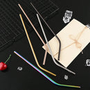 Axyaa Gold Stainless Steel Reusable Metal Straw Set for Parties and Juice Bars