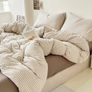 Axyaa Japan Style Plaid Queen Duvet Cover Set with Sheets & Pillowcases