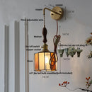 Axyaa Vintage LED Walnut Wood Wall Light with Pull Chain Switch